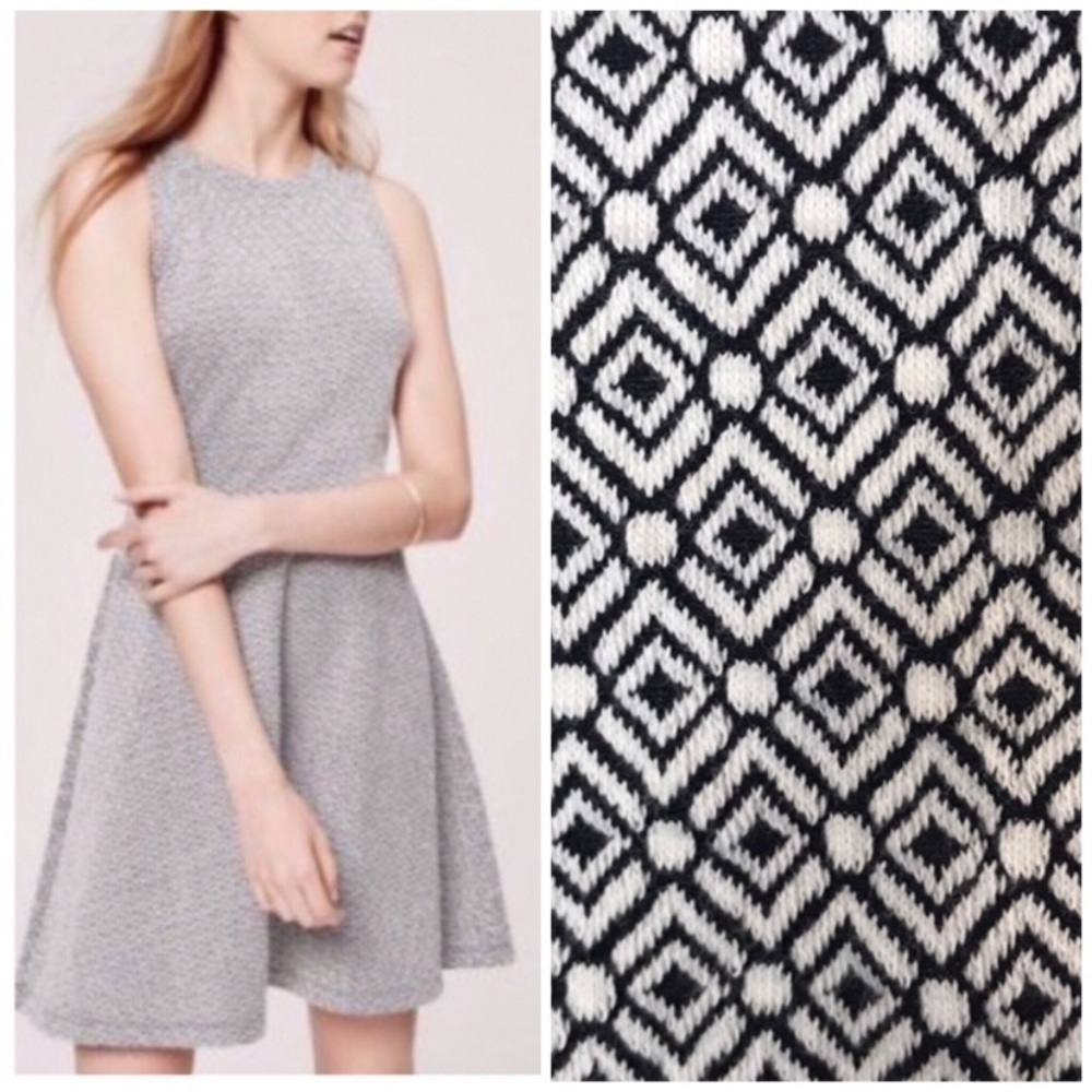 LOFT Knit Fit & Flare Print Sleeveless Dress